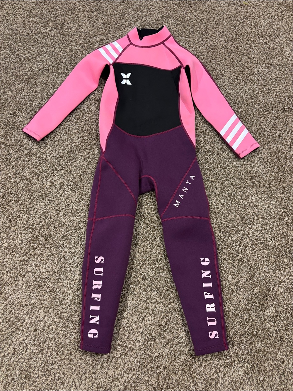 Manta Kids' Pink & Purple Full-Body Wetsuit for Swim and Surf
